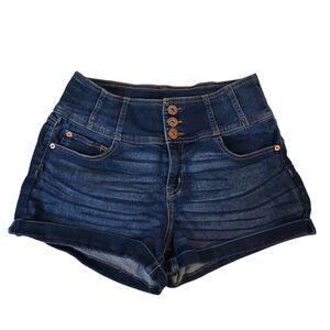 No Boundaries High-Rise Denim Shorts Size 15 | Triple Button | Cuffed Hem